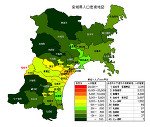 宮城県の人口密度