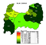 富山県の人口密度
