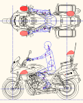 CB1300P 白バイ(平面 左側面) DXF