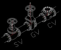 鋳鉄製JIS10Kフランジ型GV,SV.CV等角図