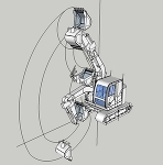 ZX75US-5B 低頭キャブ　ショートリーチ仕様(作業姿勢図)